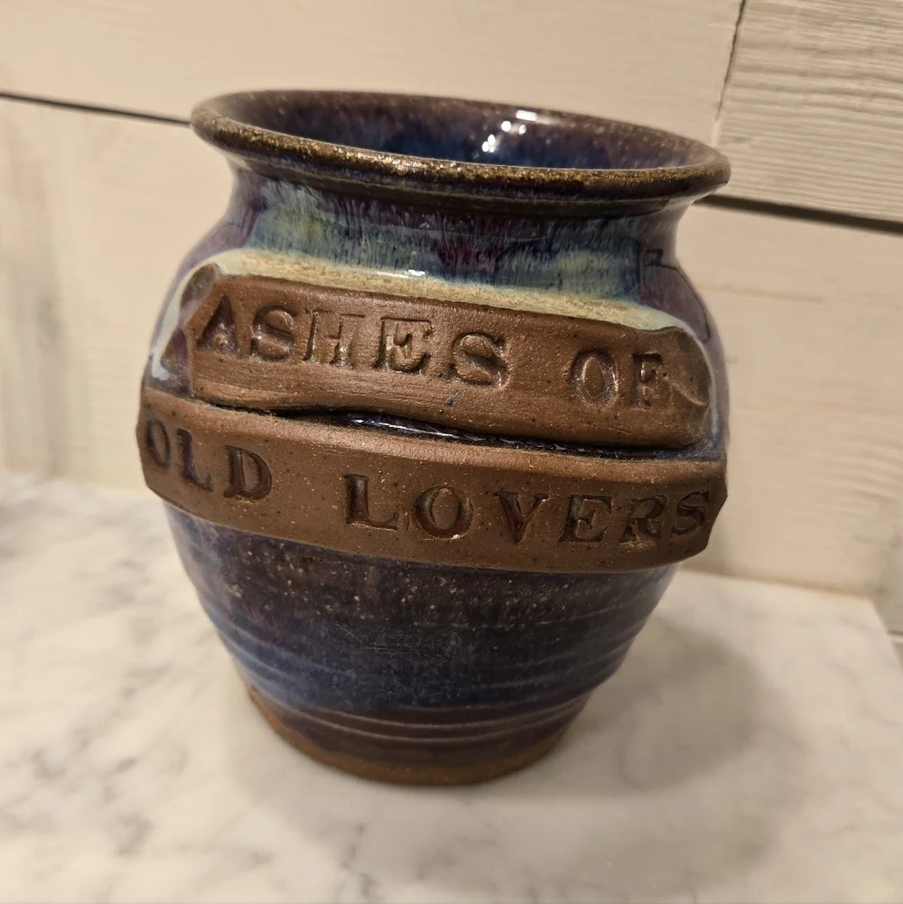 Handcrafted Studio Pottery Ceramic Vase - Blue, Brown and Purple